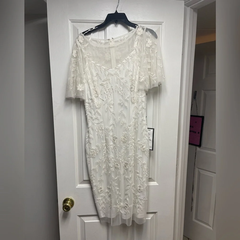 Adrianna Papell Ivory Beaded Sheath Dress